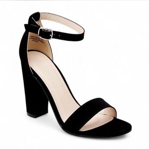 Vegan Suede Ankle Strap Heels